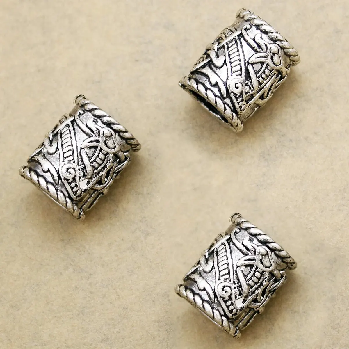 3x Norse Viking Pirate Hole Beard Bead Dreadlocks Ring Hair Braid Metal Tubes Clip Pin Dwarven Jewelry Headband Accessories