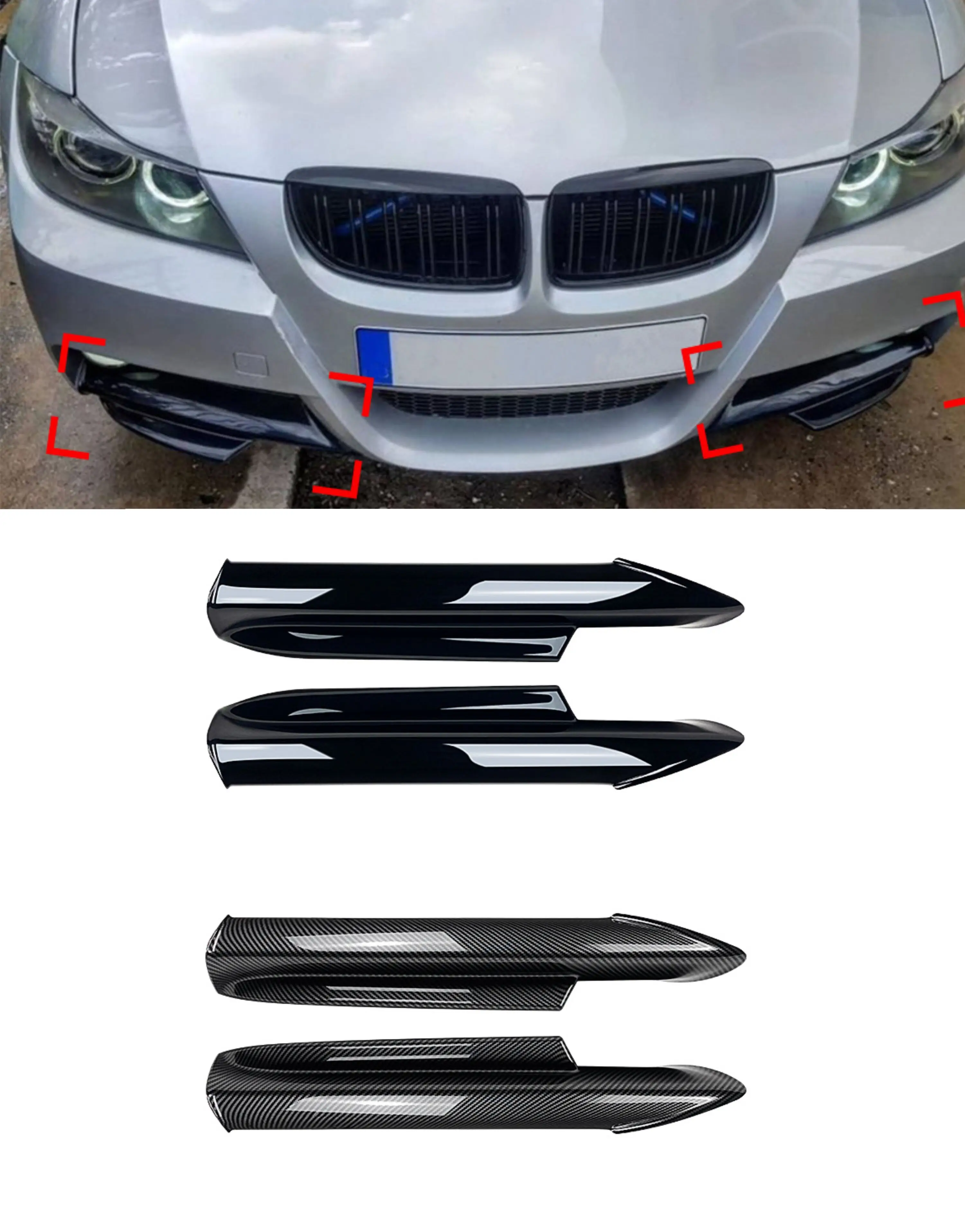 

For BMW 3 Series E90 E91 Pre 320I 330I Front Bumper Lip Angle Diffuser Splitter Spoiler Protector 2005-2008