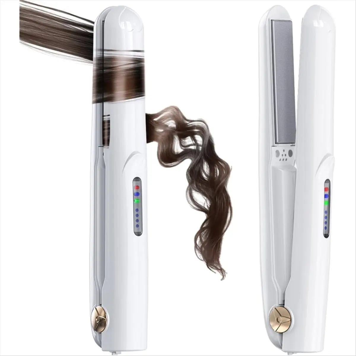 (A02R) Cordless Hair Straightener and Curler Mini Cordless Portable Travel Hot Tools Straight Curl Support USB Charging