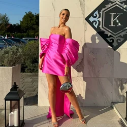 Msikoods Sexy Mini Evening Dress 2024 Homecoming Dress Fuchisa Off The Shoulder Short Party Cocktail Gown Customized Bowknot
