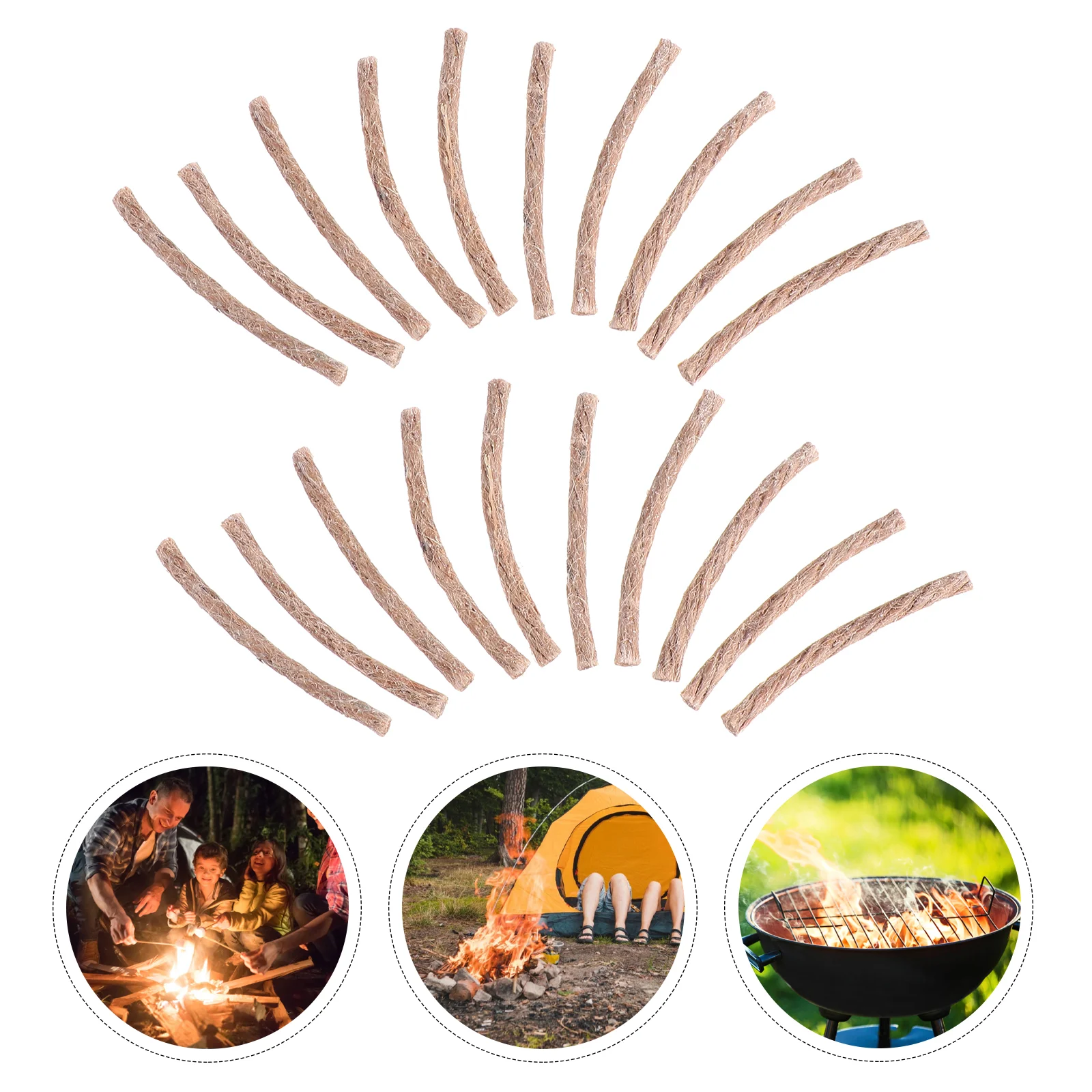 20 Pcs Picnic Barbecue Rope Set Fire Starter Survival Artificial Kit Wick Tin Starting Tools Camping Lighter