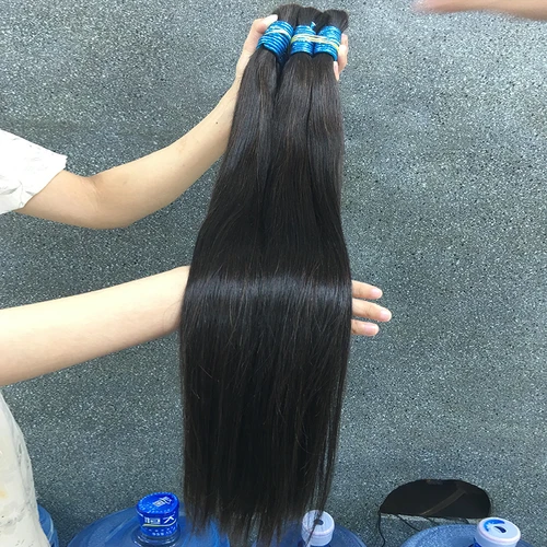 Imagen 1 del producto Cabello Humano liso a granel, Extensiones trenzadas, 100% Natural, sin procesar