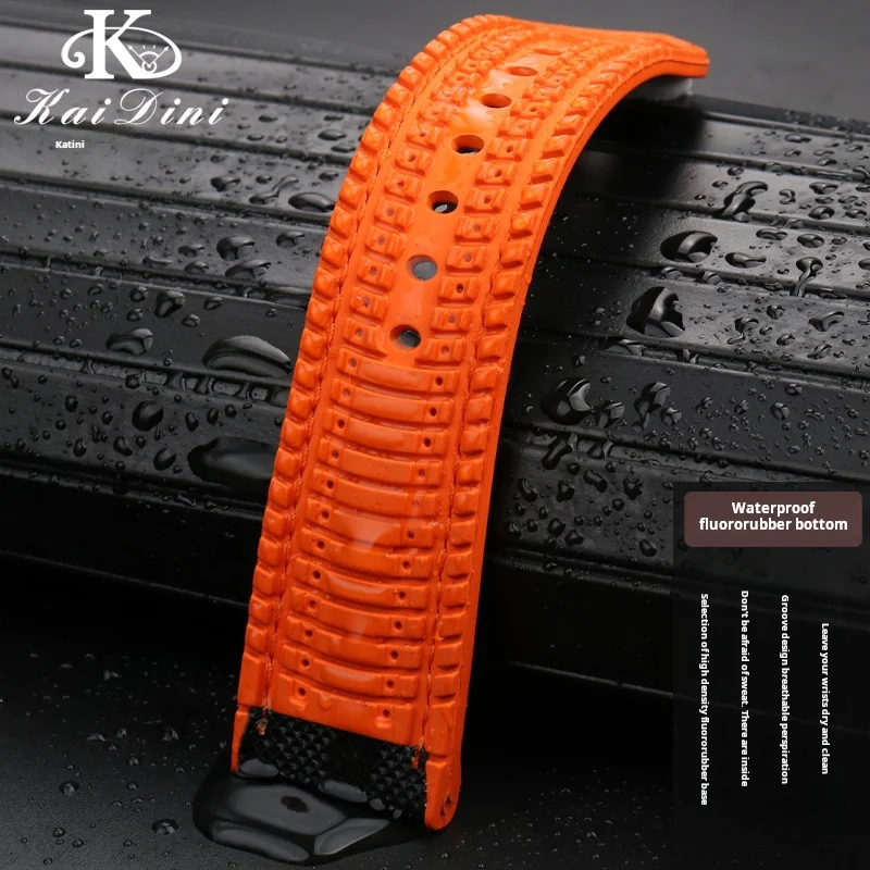Correa de goma impermeable para reloj de hombre, pulsera de 19mm, 20mm, 21mm, 22mm, 23mm, 24mm, Azul, Naranja, verde, amarillo