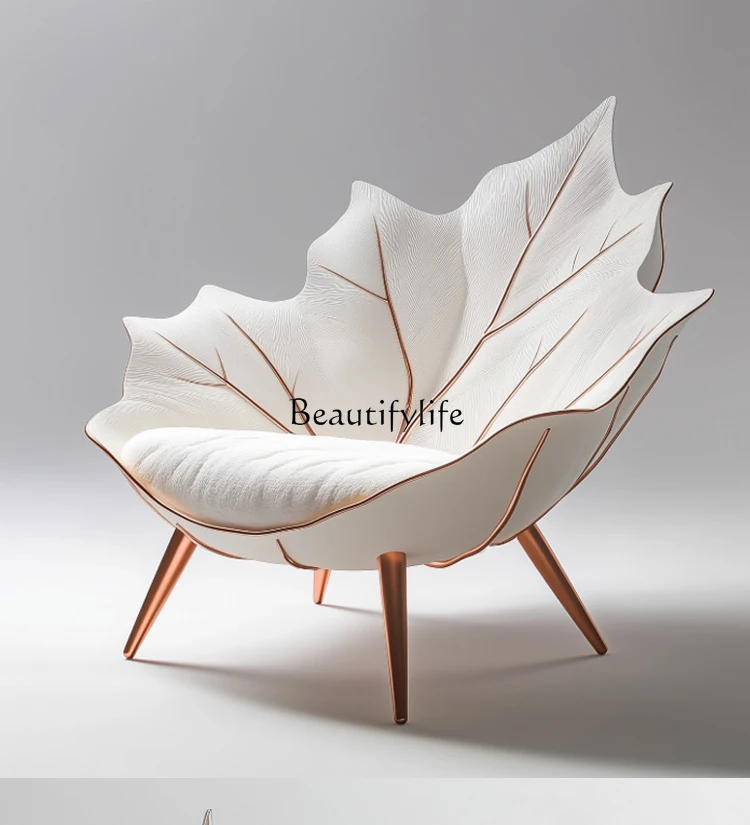 

Modern Minimalist Designer Creative Art Glass Fiber Maple Leaf Shape Single Sofa Chair Living Room Leaf Leisure Chair