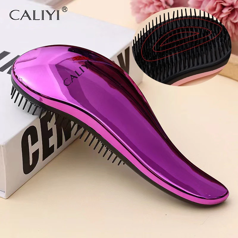 CALIYI Mango Smooth Hair Comb Brush TT Comb Professional Massage Brush Paddle Detangling Brush for Wet Dry Curly Thick Hair