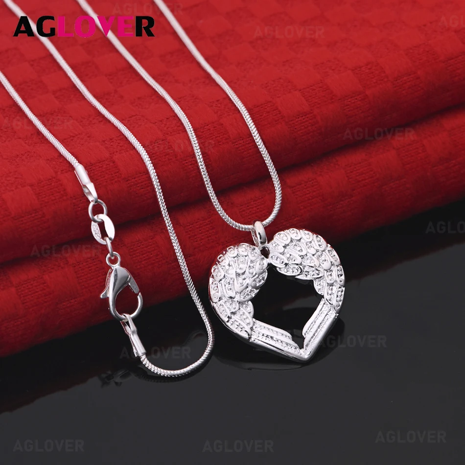 

AGLOVER 925 Sterling Silver Angel Wings Silver Jewelry Pendant Necklace Women's Jewelry Valentine's Day Party Christmas Gift