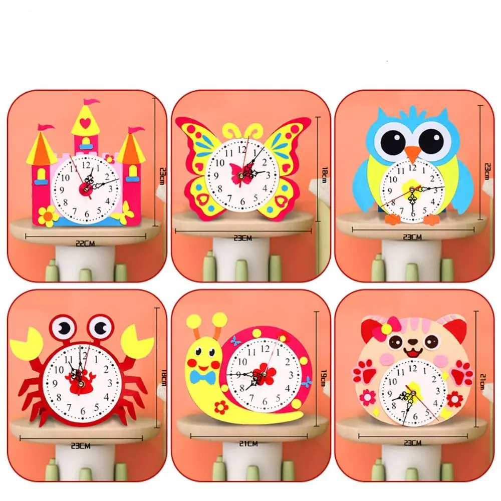 Ornaments Nonwoven Fabric Cognition Clocks DIY Puzzle Hour Minute Second DIY Clock Cartoon Clock Time Teaching Aid Gift