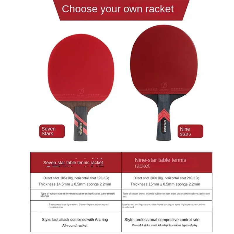 5/7/9star Table Tennis Racket Professional Single Racket Carbon Competition High Bounce Table Tennis Racket Ping Pong Paddle