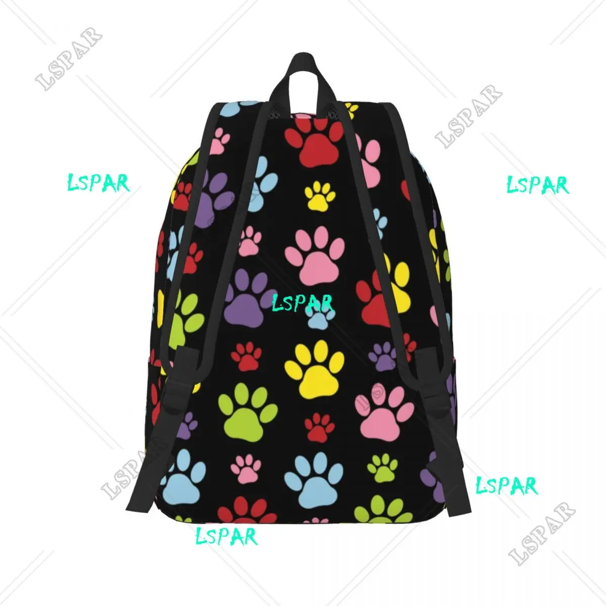 Zaino in tela con motivo a zampe colorate per donna uomo College School studenti Bookbag adatto a 15 pollici Laptop Dog Paw Prints borse per animali