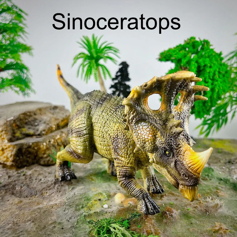 Sinoceratops dinozaur zabawka, fajne plastikowe figurki dinozaurów, wykaszarki do tortów urodzinowych, upominki na przyjęcia, dla dzieci w wieku 3-12 lat