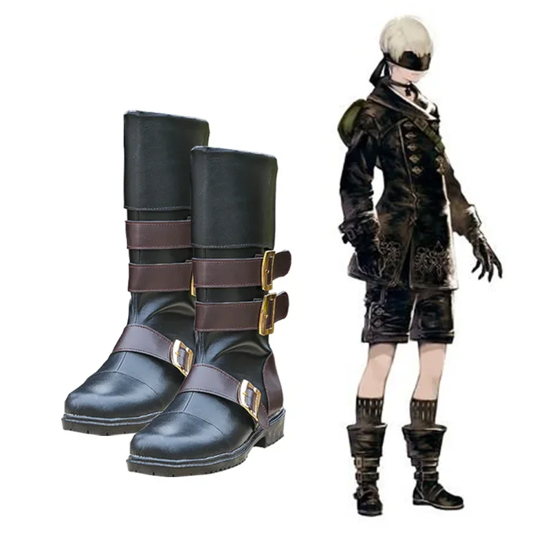 NieR Automata 9S Anime Game Sapatos de Cosplay, Perucas, Necklace, YoRHa No. 9S Botas, Custom Made