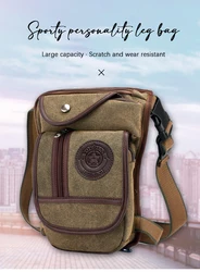 Men's Canvas Drop Leg Bag Motorcycle Multi-purpose Messenger Shoulder Bag High Quality Belt Hip Bum Waist Fanny Pack for Camping