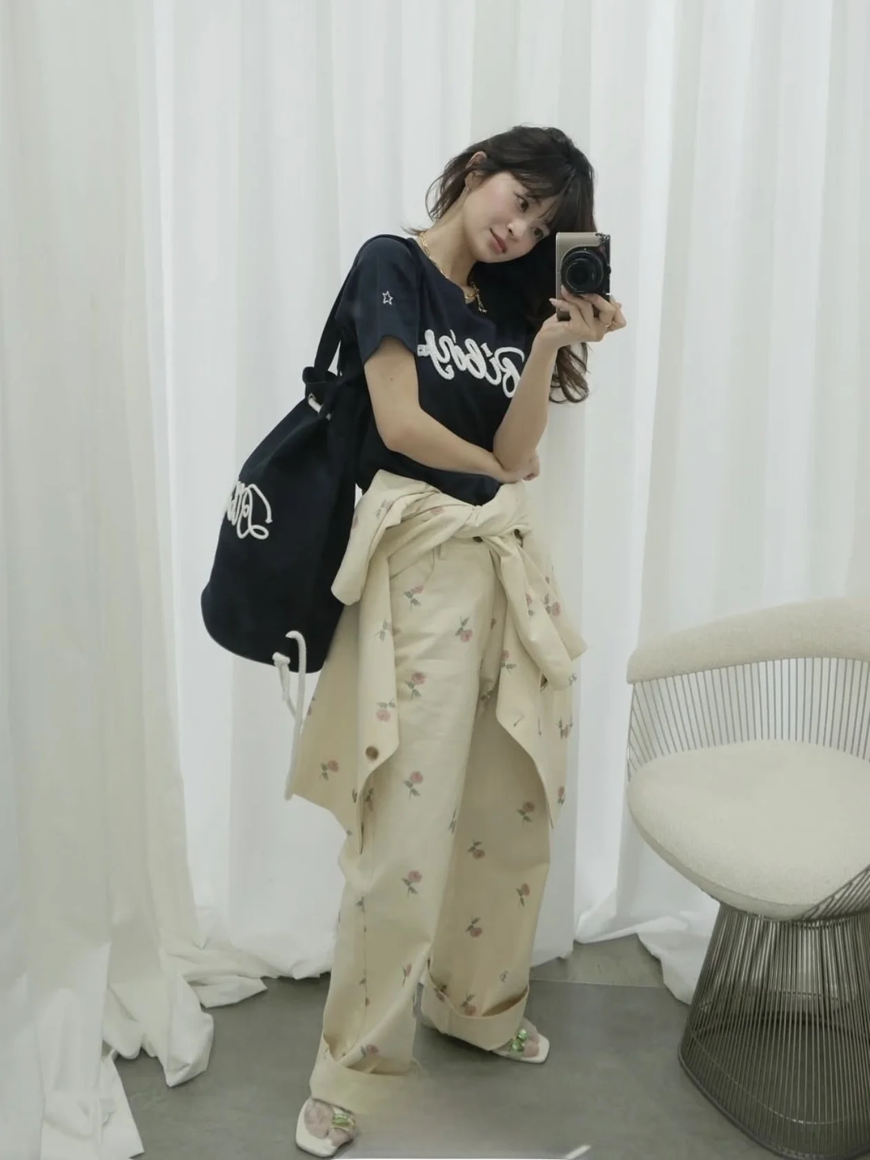 Bibi Summer New round Neck Short Sleeve T-Shirt Embroidered Letter Soft Ins Style Korean Fashion Women's Slim Fit Tee
