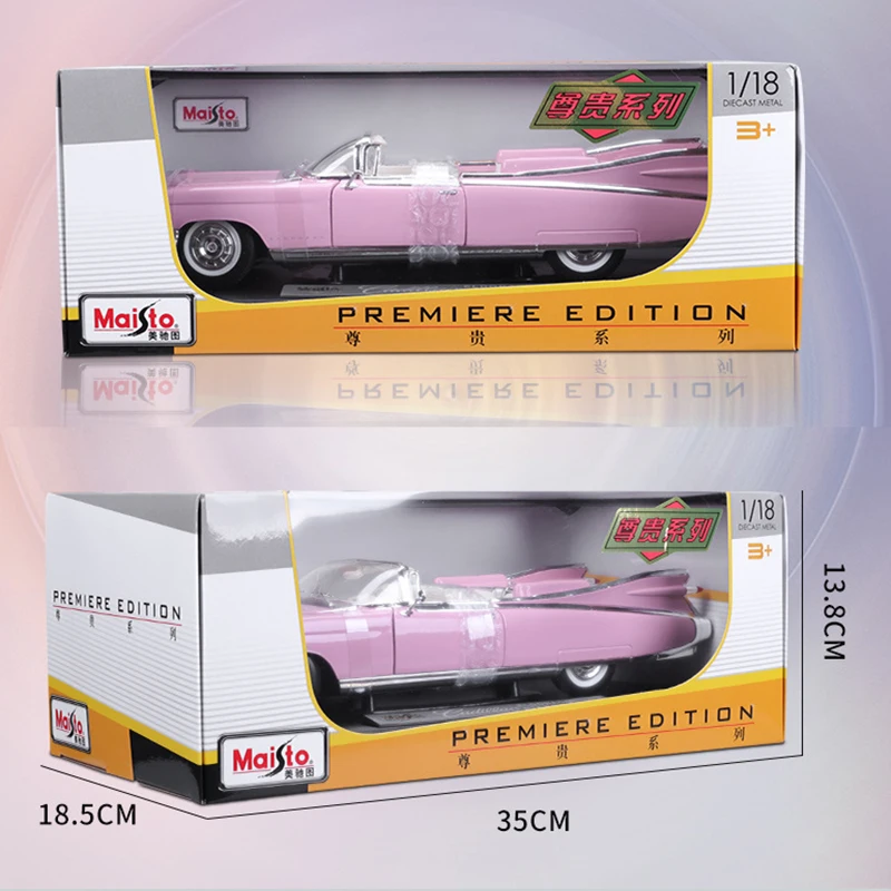 Modelo infantil de carro maisliga, enfeite de carro clássico, presentes de Natal, brinquedos cor de rosa, Cadillac Eldorado Ole, atacado, 1:18