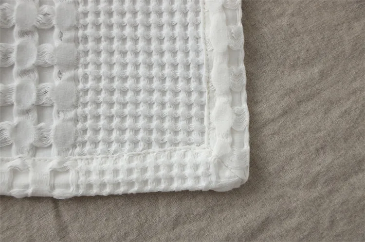 Waffel karierte Baumwoll-Sofa-Einwurf decke, Luft zustand Sommer-Quilt-Decken für Betten, weiches Heim bettdecke, solide Tages decke – Detail 16
