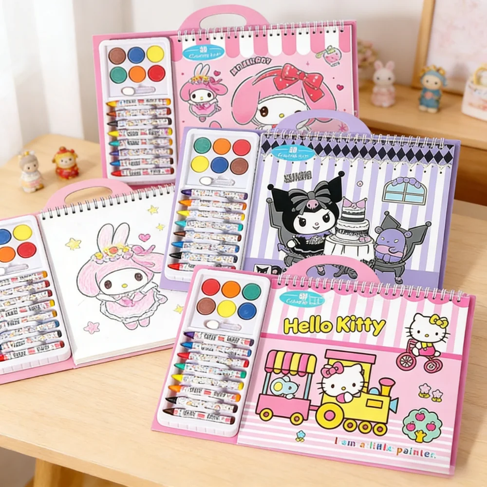 2026 new Sanrio Children's Crayon Doodle & Coloring Book Kindergarten Early Learning Educational Magic Drawing & Watercolor Book