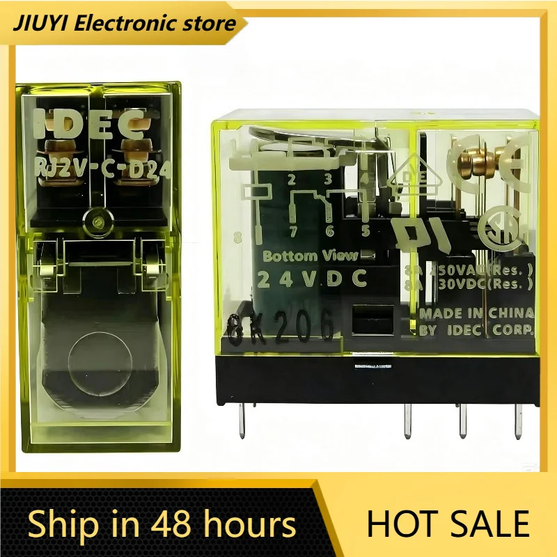 RJ2V-C-D24 Electromagnetic Relay DC24V 5Pin 8A 250VAC DPDT PCB Mount Mini Control Relay Industrial Electronic Replacement Parts