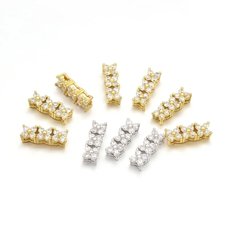 20pcs Brass Micro Pave Cubic Zirconia Rectangle Pendants Multi-Strand Links For Beadwork Jewelry Making DIY Bracelet Accessories