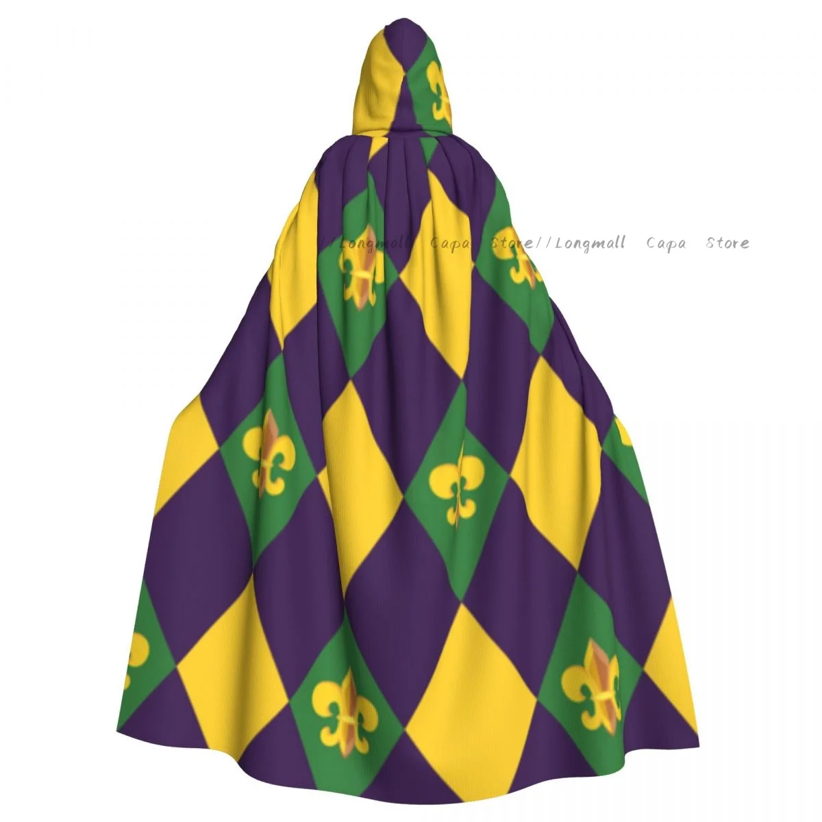 Mardi Gras Background Hooded Cloak Coat Halloween Cosplay Costume Vampire Devil Wizard Cape Gown Party