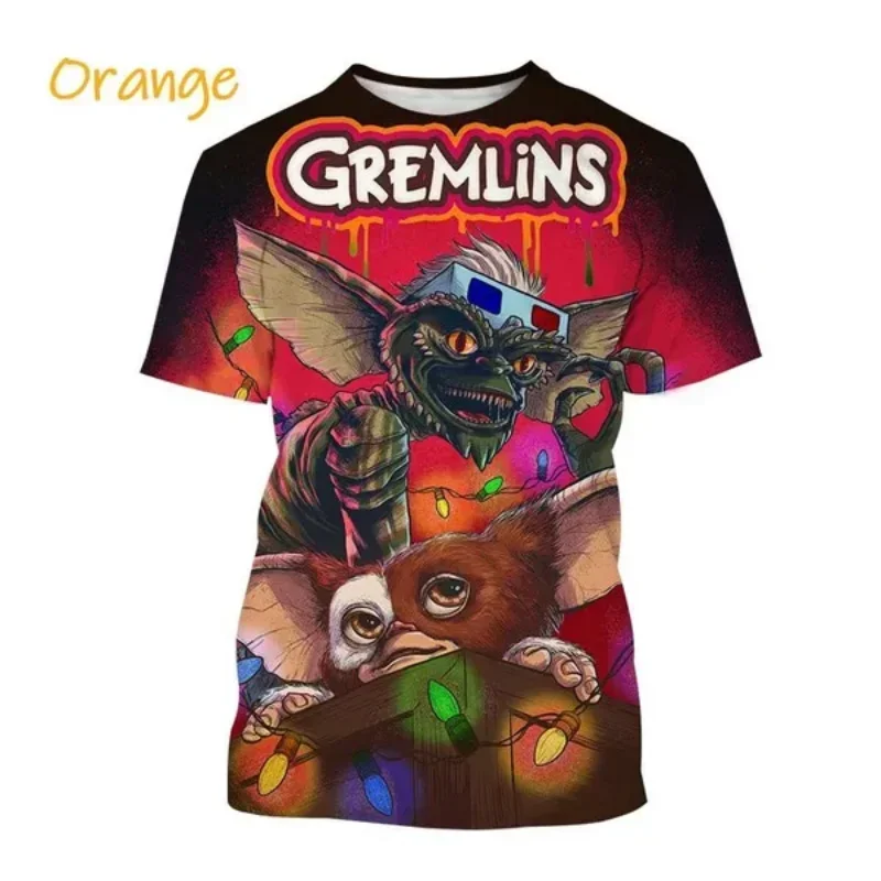 Horror Movie Christmas Puppet Monster Gremlins Graphic T Shirt Fashion Men Clothing Hip Hop Harajuku Street Short Sleeve Tops