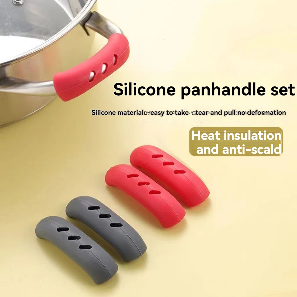 2pcs Silicone Pan Handles Anti-Scald Cover Iron Skillet Frying Pan Ears Anti-Scald Pan Handles Thermal Insulation Pan Ear Covers