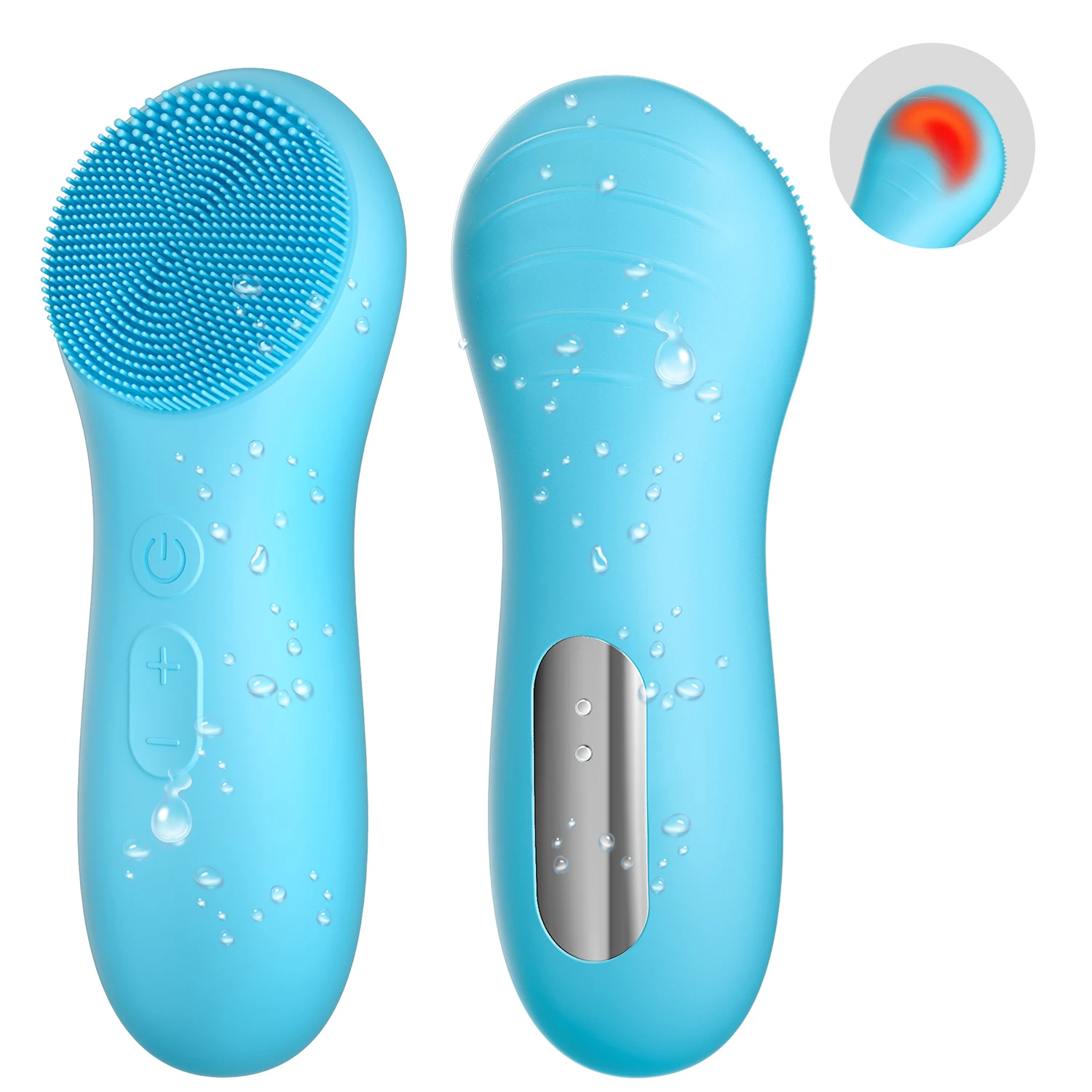 Spazzola elettrica per la pulizia del viso sonica con spazzola per la pulizia del viso riscaldante per la pulizia profonda Scrubber in silicone ultra igienico unisex