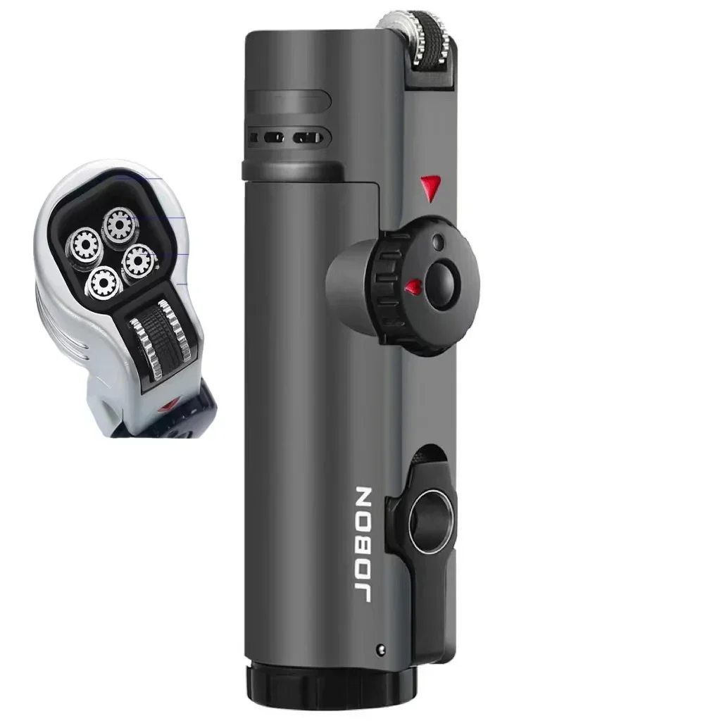

JOBON Metal Outdoor Windproof Butane Gas Lighter 4 Torch Jet Turbo Lighter Cigar Hole Opener Flame Size Adjustment Men's Gift