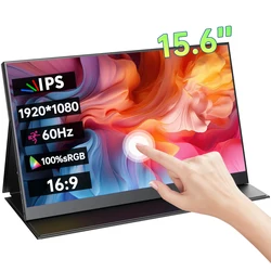 FHD-15.6インチポータブルタッチスクリーン,1920インチ,1080 x 100% p,HDMI,srgb,300nit,pc,ラップトップ,xbox,スイッチ,ps4,5用携帯電話