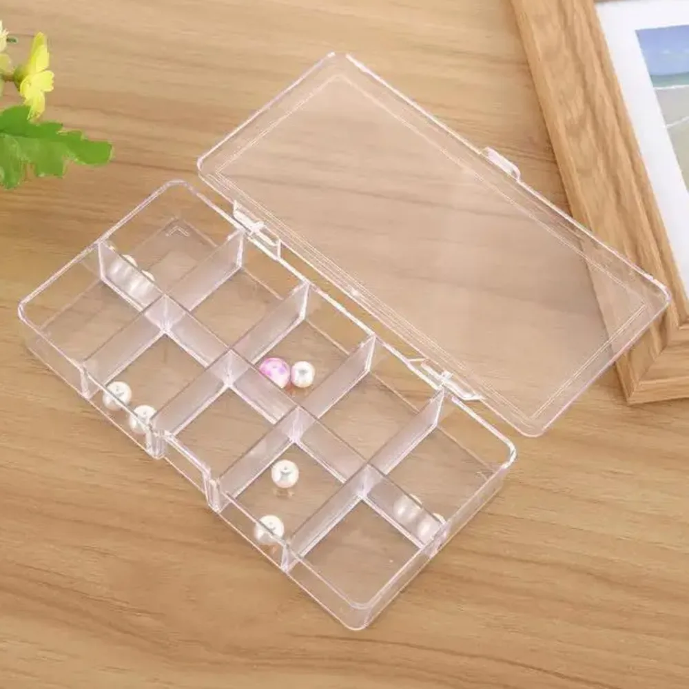 10 Grids Clear Acrylic Empty Storage Box Beads Jewelry Decoration Nail Art Display Container Case Wholesale