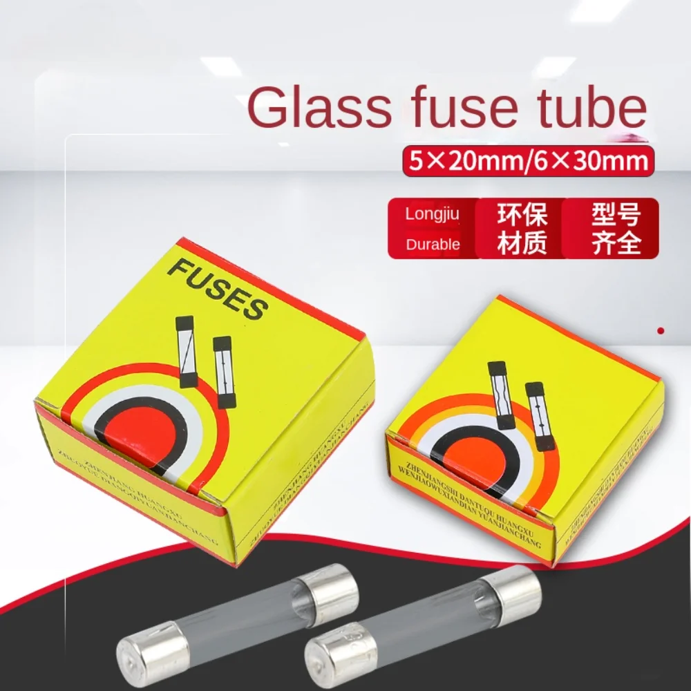 10/100PCS Fuse tube 5x20 6x30 glass fuse tube 250v0.1A 0.2A0.5A1A2A3A5A6 10A15A20A30A