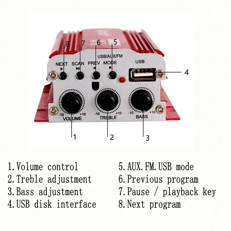 Для Kinter MA-700 Автомобильный 2-канальный аудиоусилитель с поддержкой USB MP3 FM-входа с дистанционным управлением для автомобиля, мотоцикла, лодки