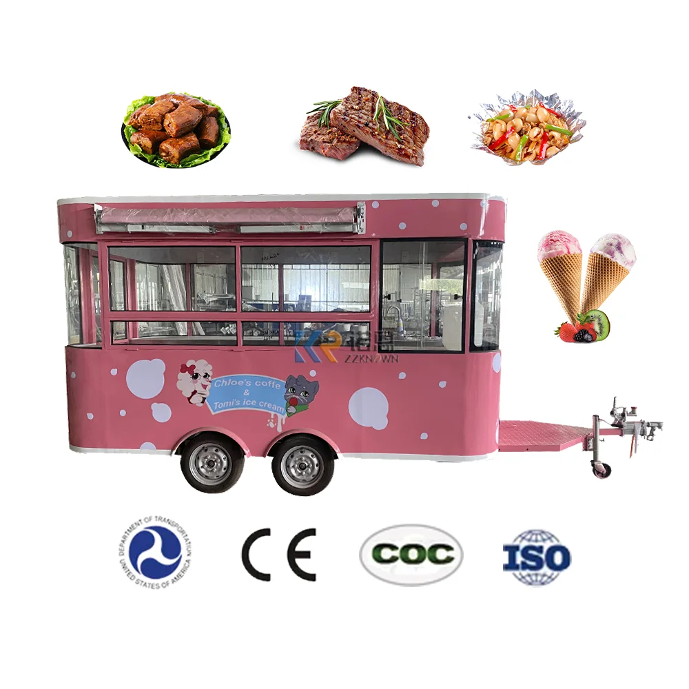 3.5Meters Best Quality Fast Food Trucks Street Mobile Food Trailer with Full Kitchen Equipments