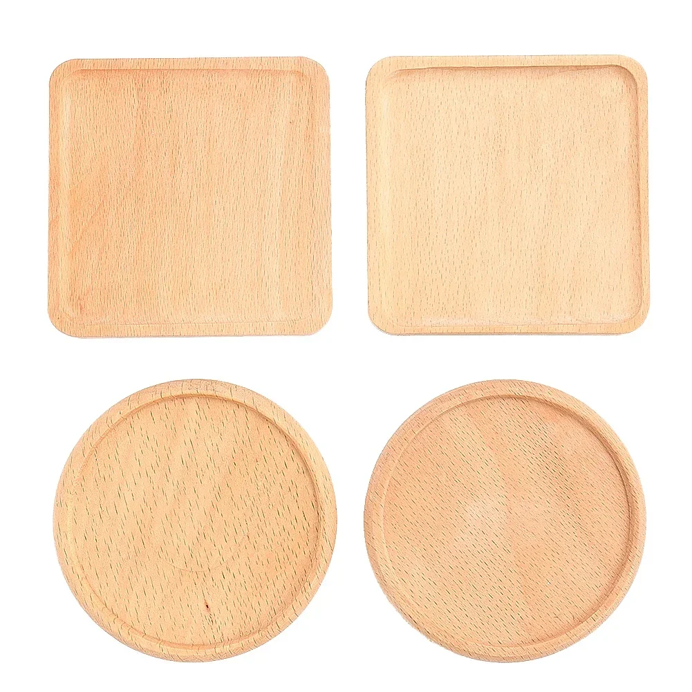 Wooden Coaster Heat Insulation Mat Non-slip Beech Placemat for Dining Table Square and Round Cup Holder Kung Fu Style