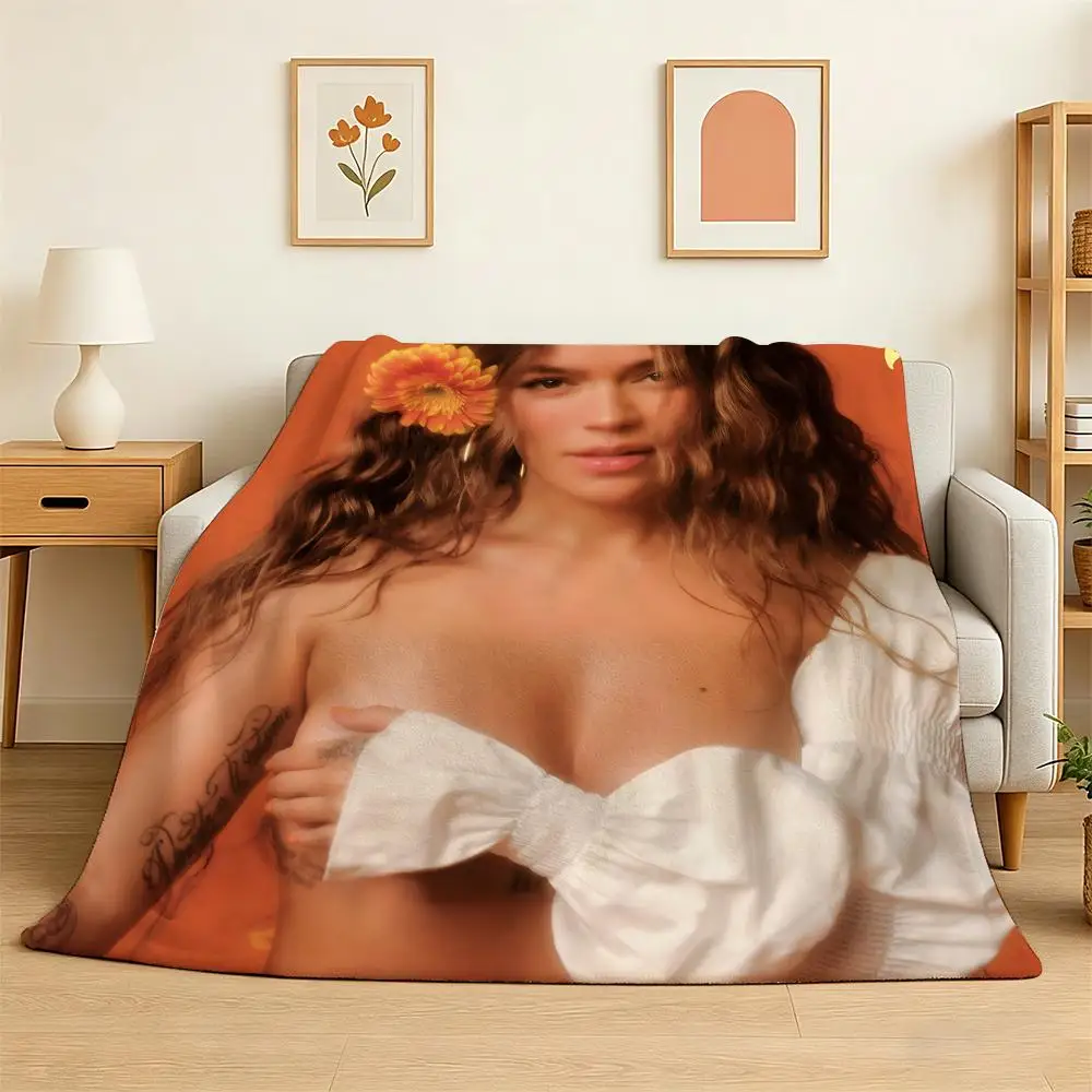 Singer Album KAROL G Throw 240g Flannel Blanket Lightweight Soft Skin-friendly Summer Thin Throw Blanket