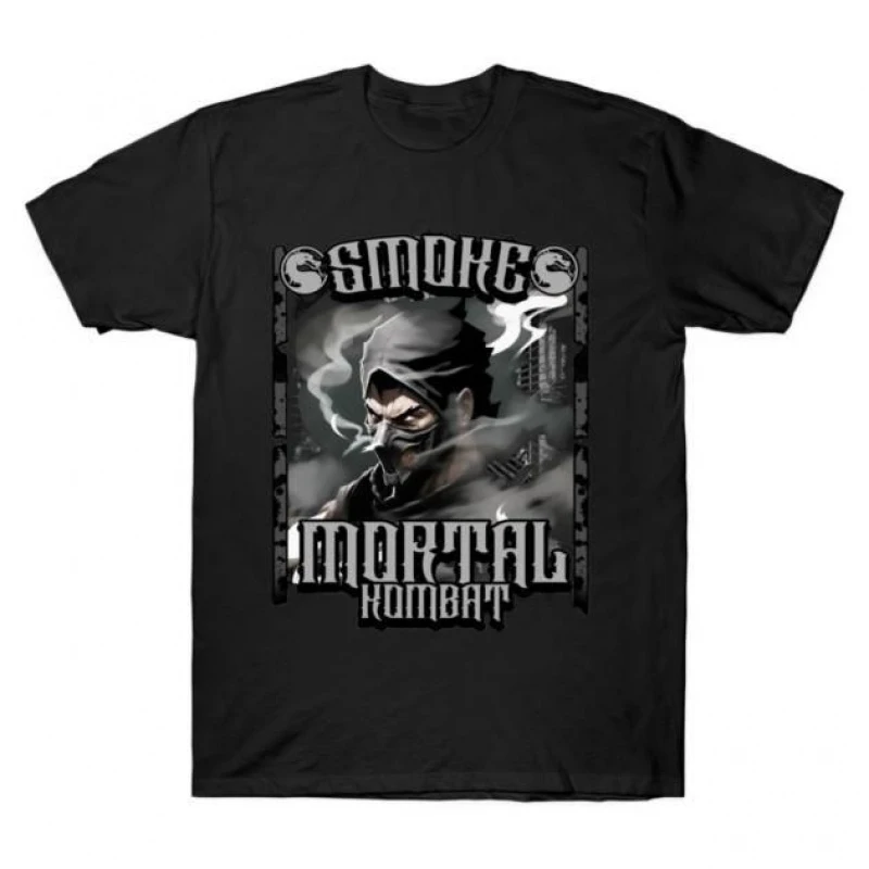 90's Video game Mortal Kombat Smoke Gift tee for gamer 100% cotton Men's Short Sleeve Graphic T-Shirt All size tops S-6XL — купить у AliExpress WW