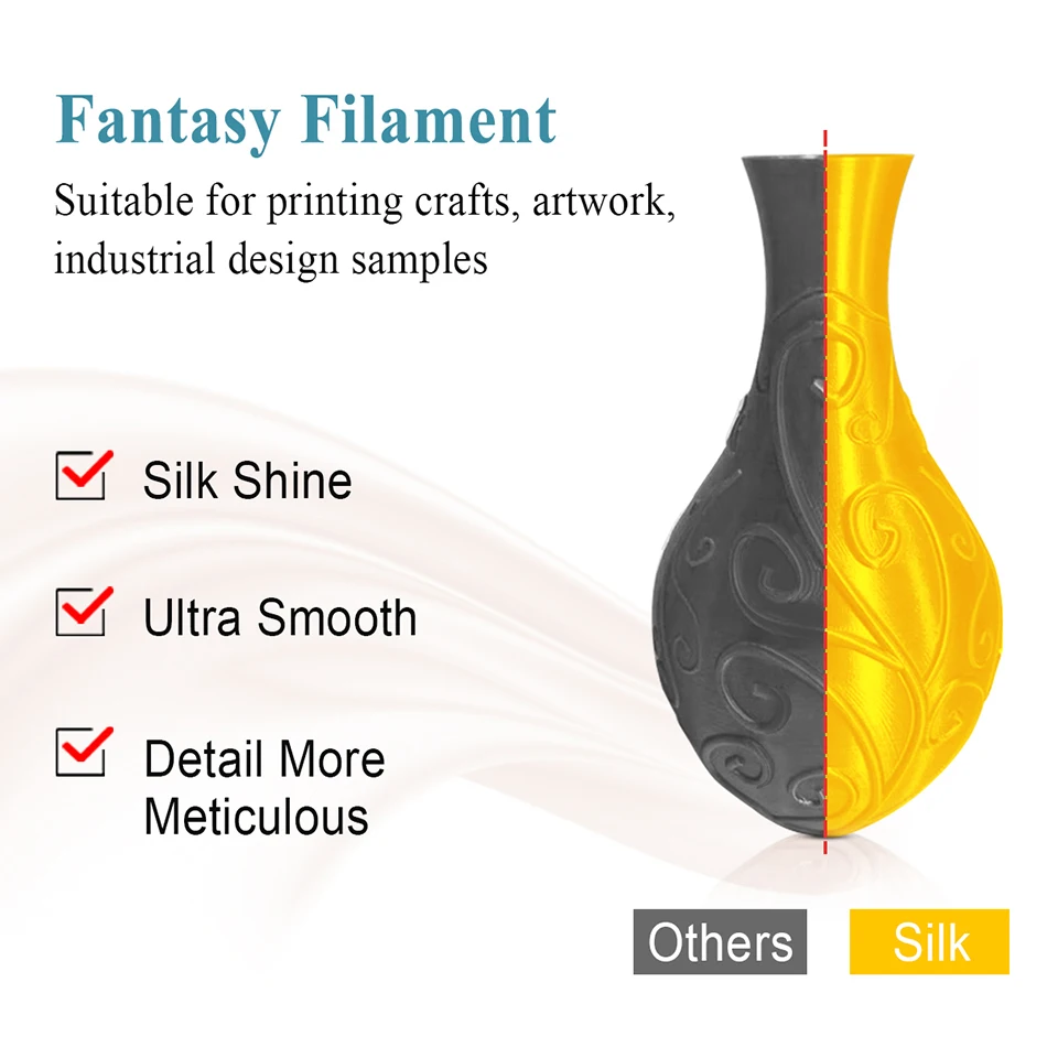 SUNLU PLA+ SILK 3D Filaments 10KG 1KG/roll 3D Consumables 1.75mm Diameter Tolerance +/-0.02mm 50 times tougher than PLA