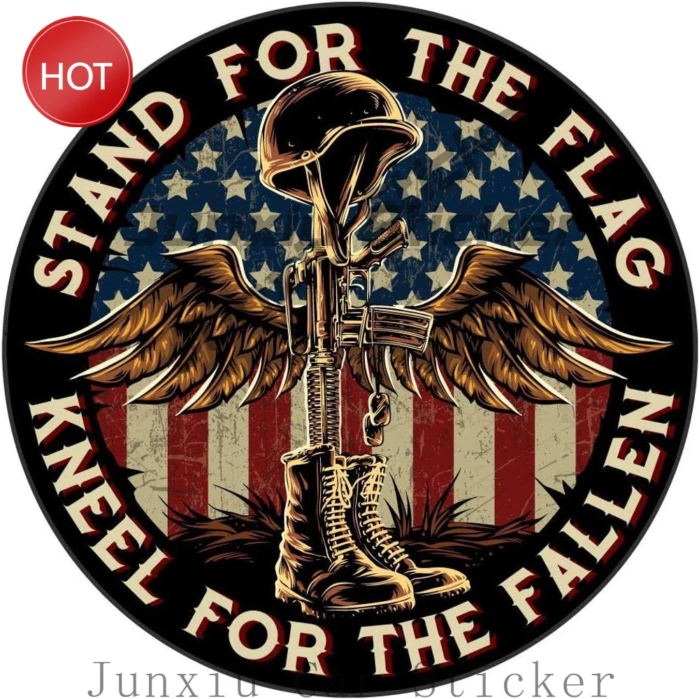 Battlefield Cross Stand For The Flag Kneel For The Fallen Patriotic PVC Sticker For Car Window And Travel Journal Decal