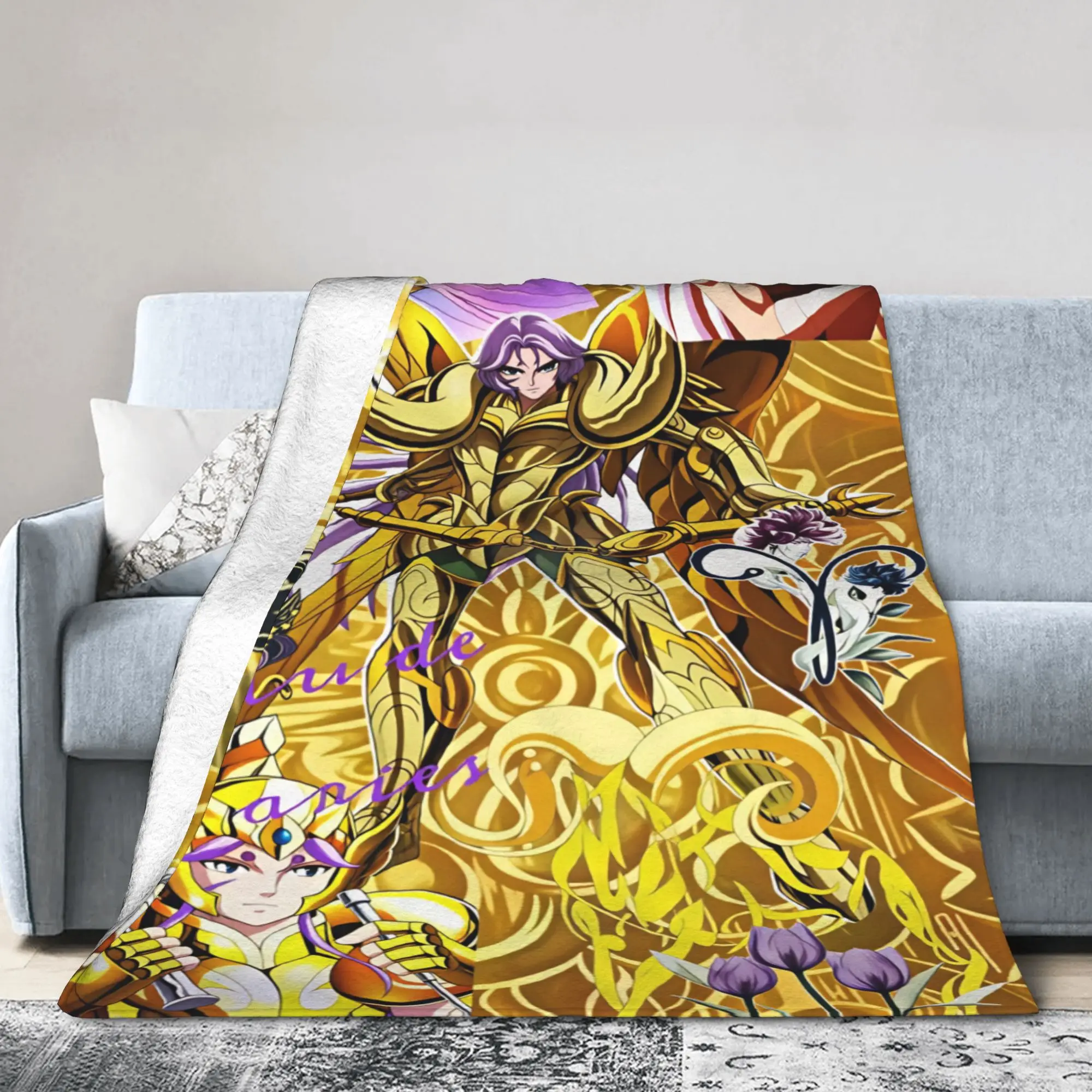 Champion Class Saints Seiyas Anime Flannel Blankets Spring  Warm Throw Blanket for Boy Girl Couch Bed Bedspread Sofa Bed Cover