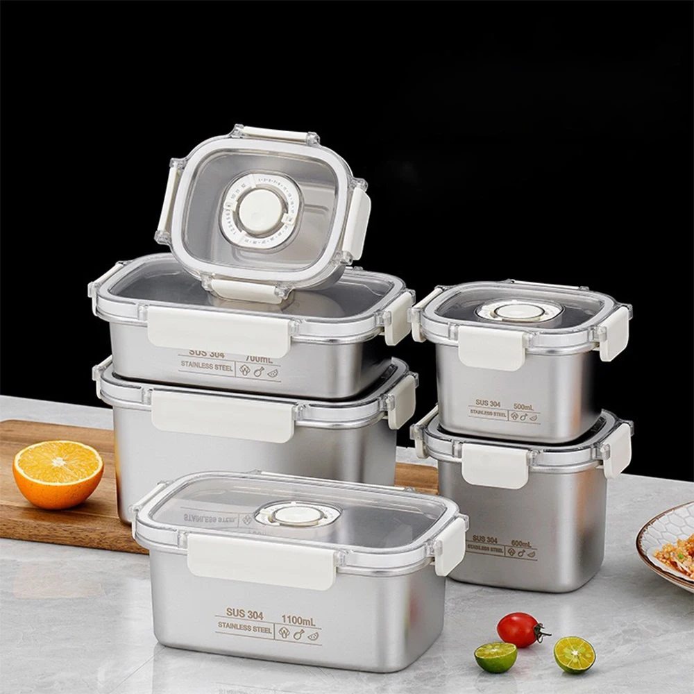 

Portable Lunch Box For Office Workers Fresh-Keeping Box Milky White Multifunctional 304 Stainless Steel Food Storage Container