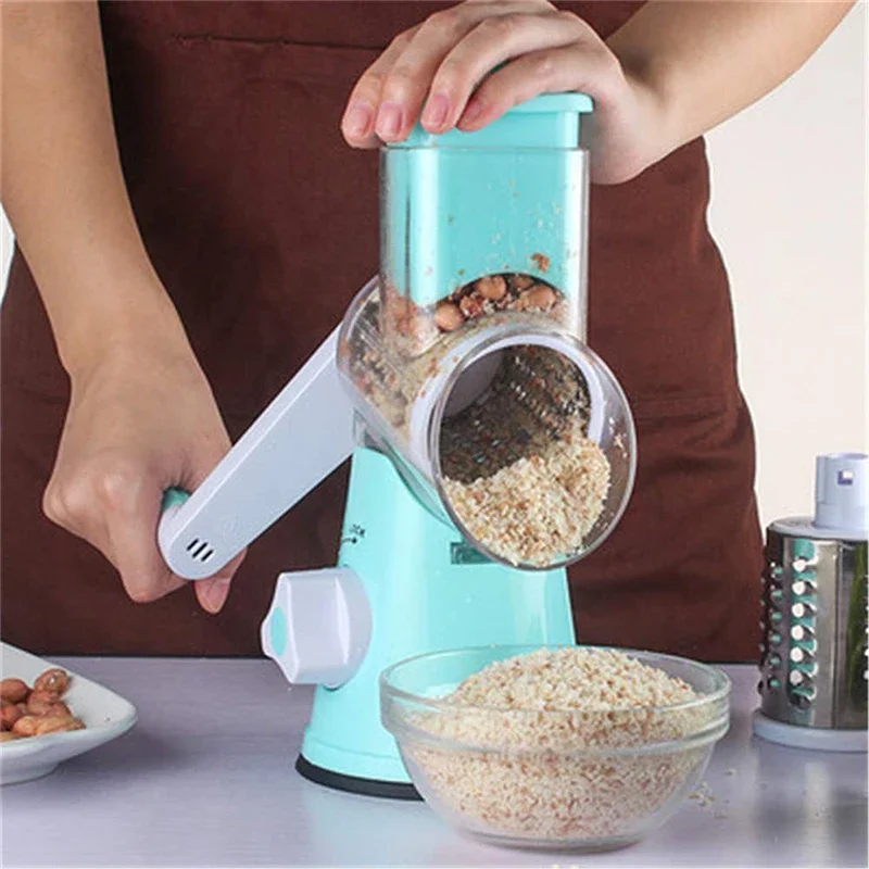 New Multifunctional Hand Cranked Rotating Drum Type Vegetable Cutter Stainless Steel For Hone Kitchen Food Shredder Supplies