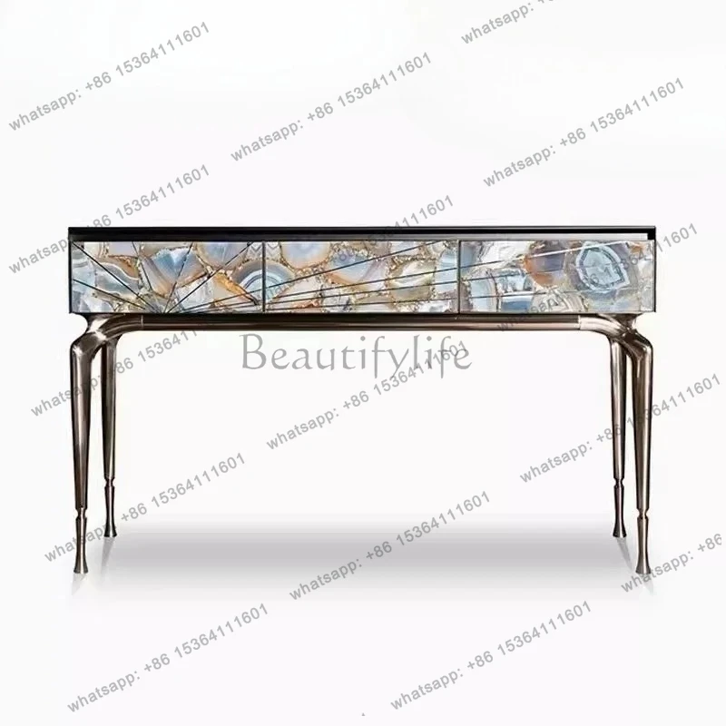 

Nordic Entrance Cabinet Light Luxury Luxury Designer Mansion Villa Large Flat Floor Foyer Luxury Stone Locker