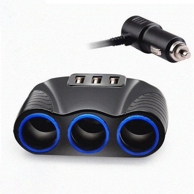 New Multi-Function One-To-Three Cigarette Car Cigarette Lighter Adapter Splitter 3.1A Output Power 3 USB Car Charger