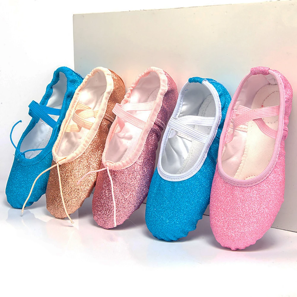 Glitter Ballet Dance Shoes Yoga Gym Flat Slippers Pink Blue Rose Red Colors Ballet Dance Shoes for Girls Children Women Teacher