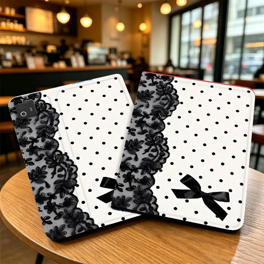 Case for Xiaomi Pad 5 6 7 8 Pro Redmi Pad SE K Pad 8.8 9.7 12.4 Inch Pad 6s Pro 7 Ultra with Pencil Slot Lace Ribbon Polka Dot
