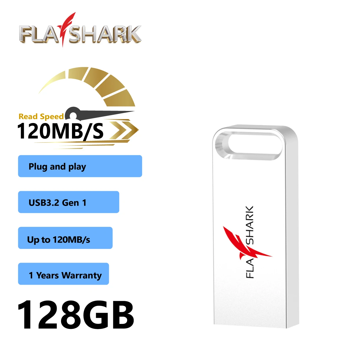 FLASHARK TU110USB-C USB 3.2 Gen 1 Portable 128GB Flash Drive Memory Stick Data Storage For PC Laptop Desktop Office Document Dai