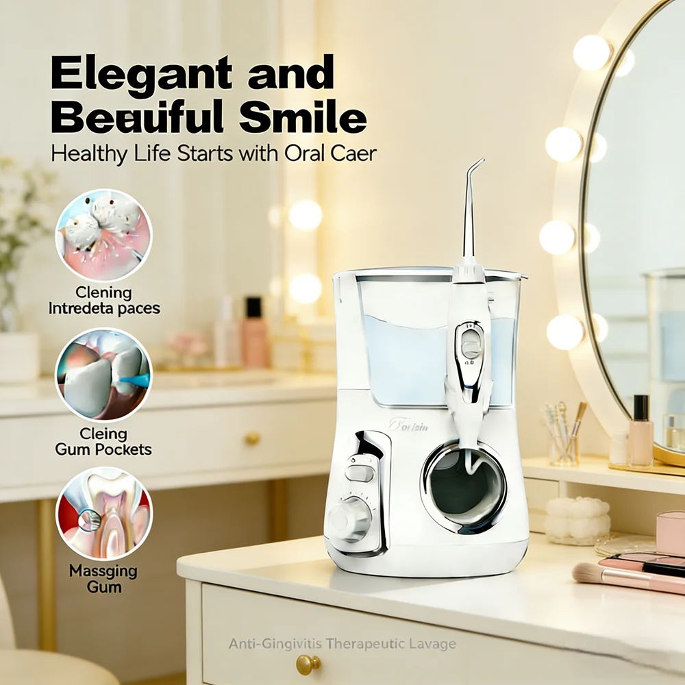 

800ML Powerful Electric Water Jet, 10 Versatile Modes 5 Interchangeable Tips, Oral Irrigator for Deep Plaque Removal