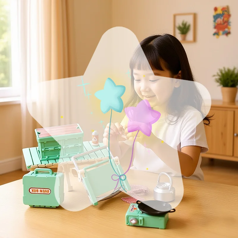 1:12 Dollhouse Miniature Camping Picnic Set Folding Chair Gas Stoves Model Decor Toy Doll House Accessories