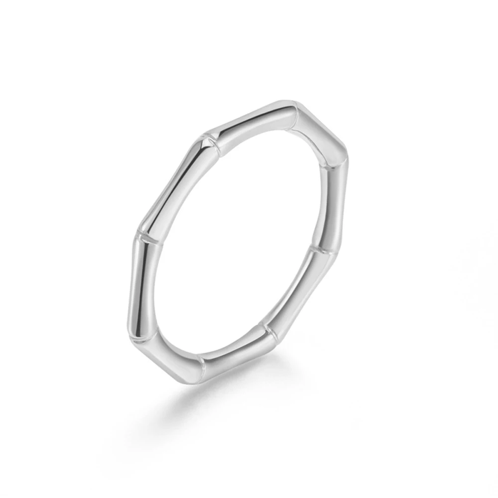 Minimalistischer Ring aus Bambus aus Titanstahl, 18 Karat vergoldet, schmaler Pinky-Schmuck, koreanischer Stil, hypoallergene Unisex-Ringe