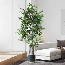 Grandi piante artificiali albero di Ficus tropicale piante rami di plastica finta foglia di palma albero di Nandina verde per la decorazione del negozio del giardino di casa