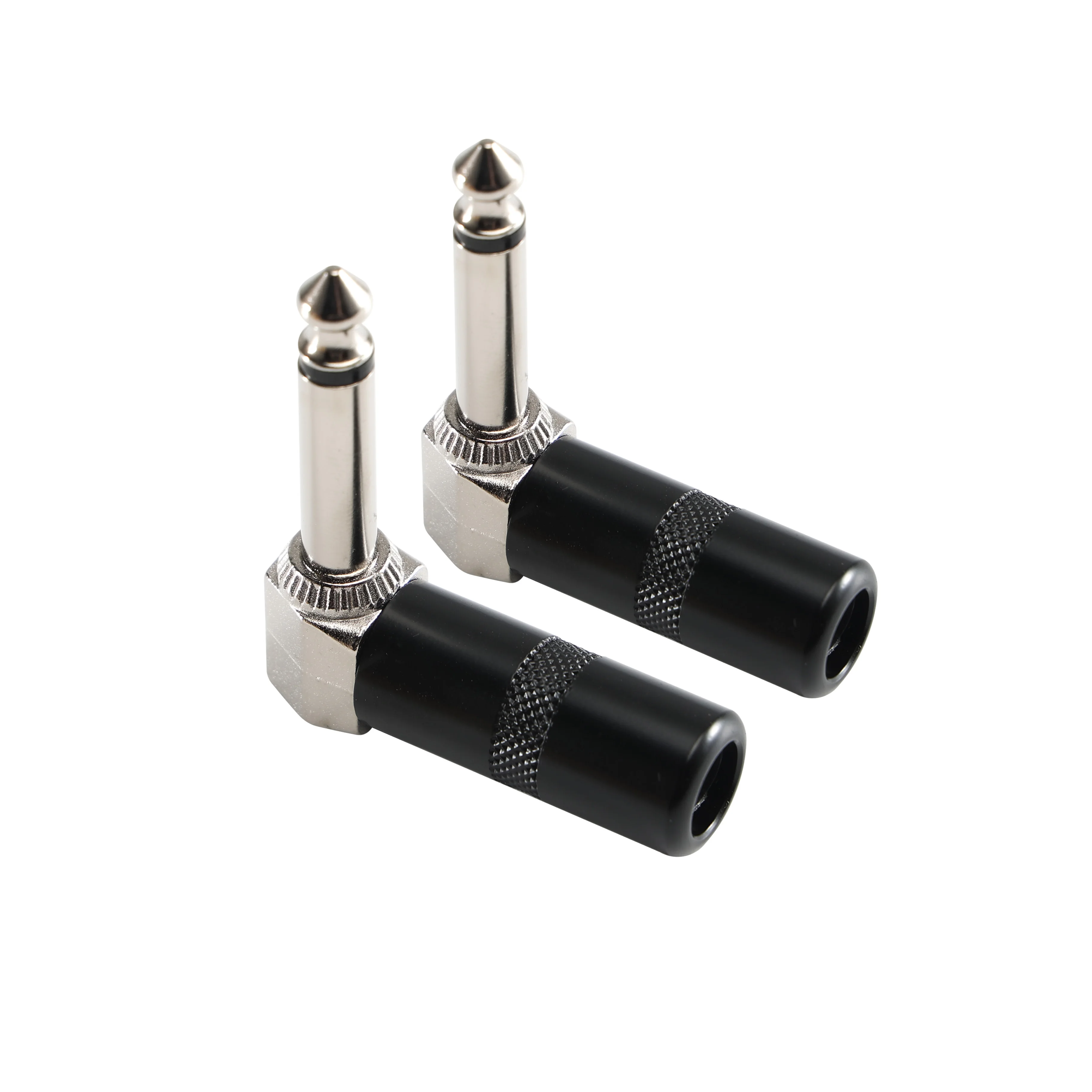 6.35mm 90 Degree Right Angle Mono TRS Audio Nickel Gold Plug Connector Adaptor For Guitar Patch Cable